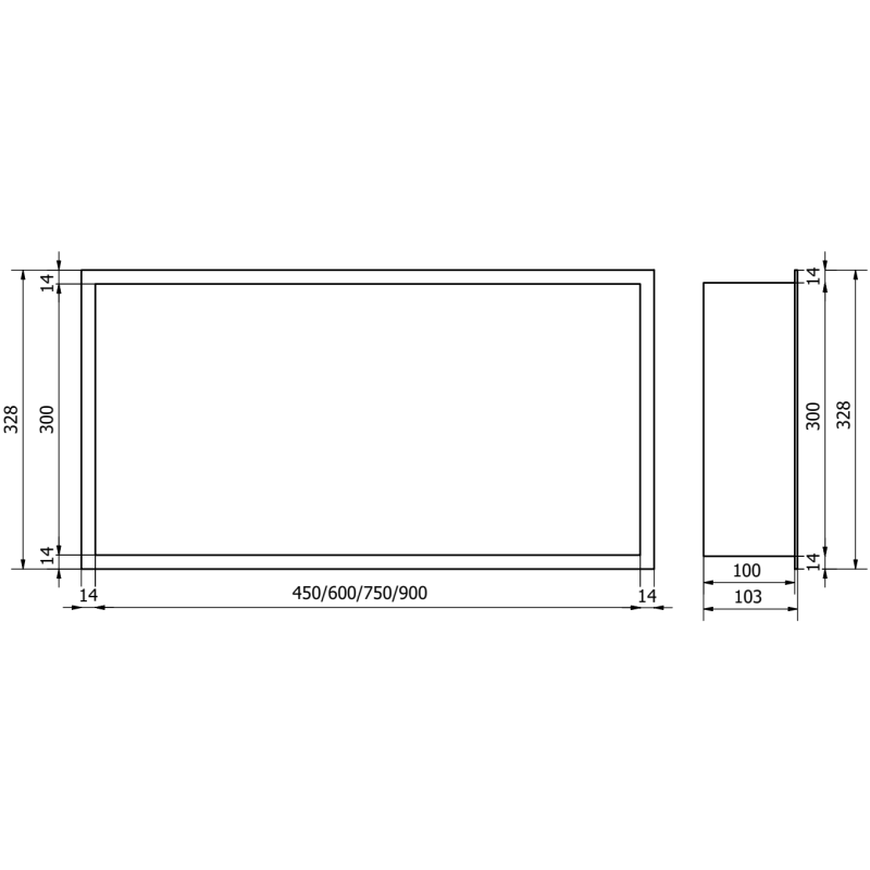 Mexen X-Wall-R étagère encastrée avec rebord 75 x 30 cm, blanche - 1920753010
