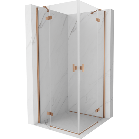 Mexen Mist-H Duo cabine de douche pivotante 90 x 90 cm, transparent, cuivre brossé - 8A5-090L-090P-65-00