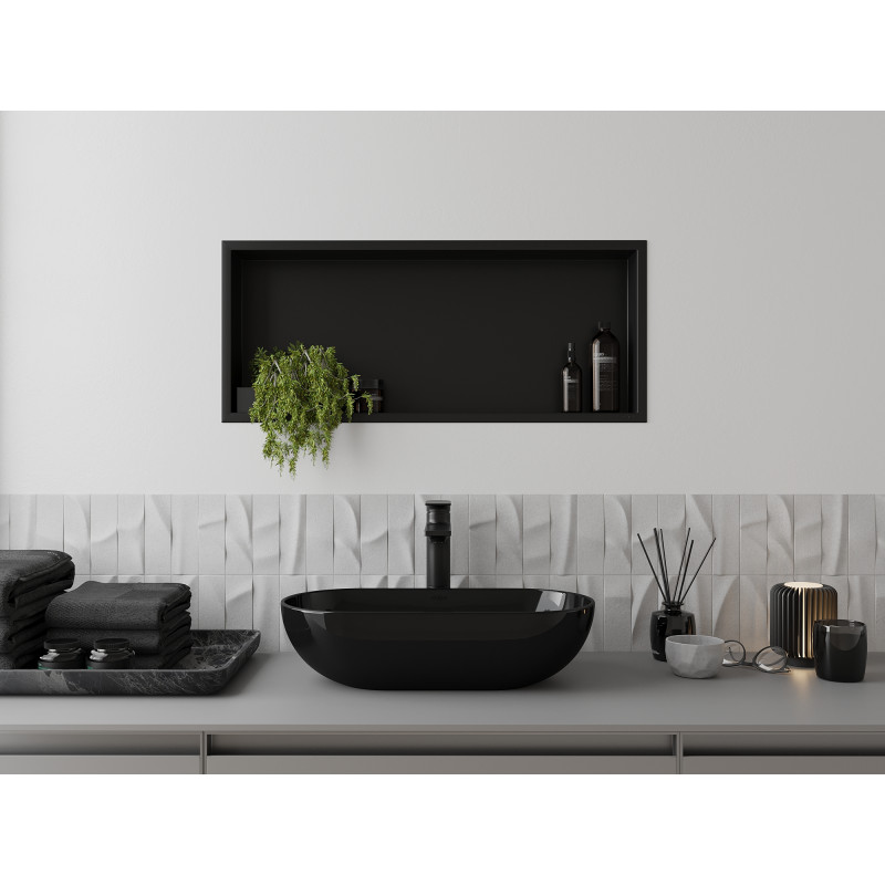 Mexen X-Wall-R étagère encastrée avec collerette 75 x 30 cm, noire - 1970753010