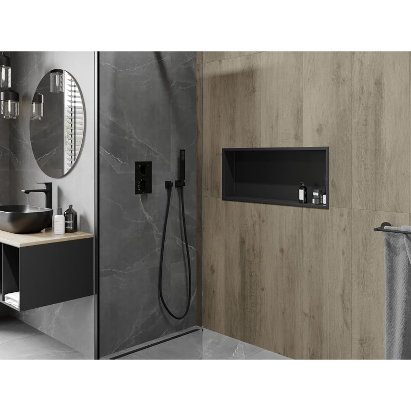 Mexen X-Wall-R étagère encastrée avec rebord 75 x 30 cm, noire - 1970753010