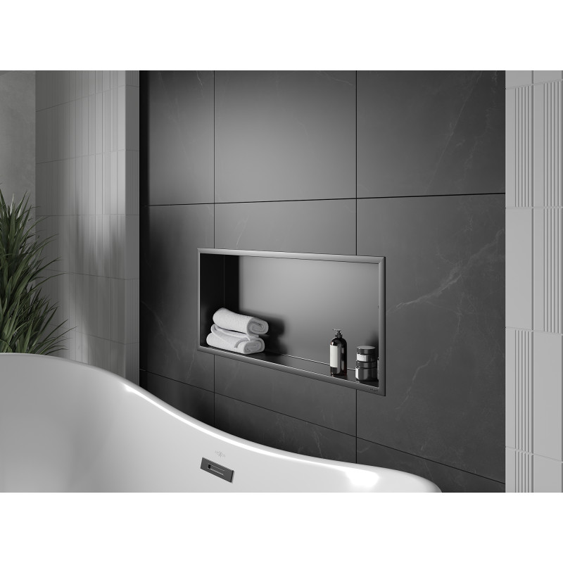 Mexen X-Wall-R étagère encastrée avec collerette 75 x 30 cm, noire - 1970753010