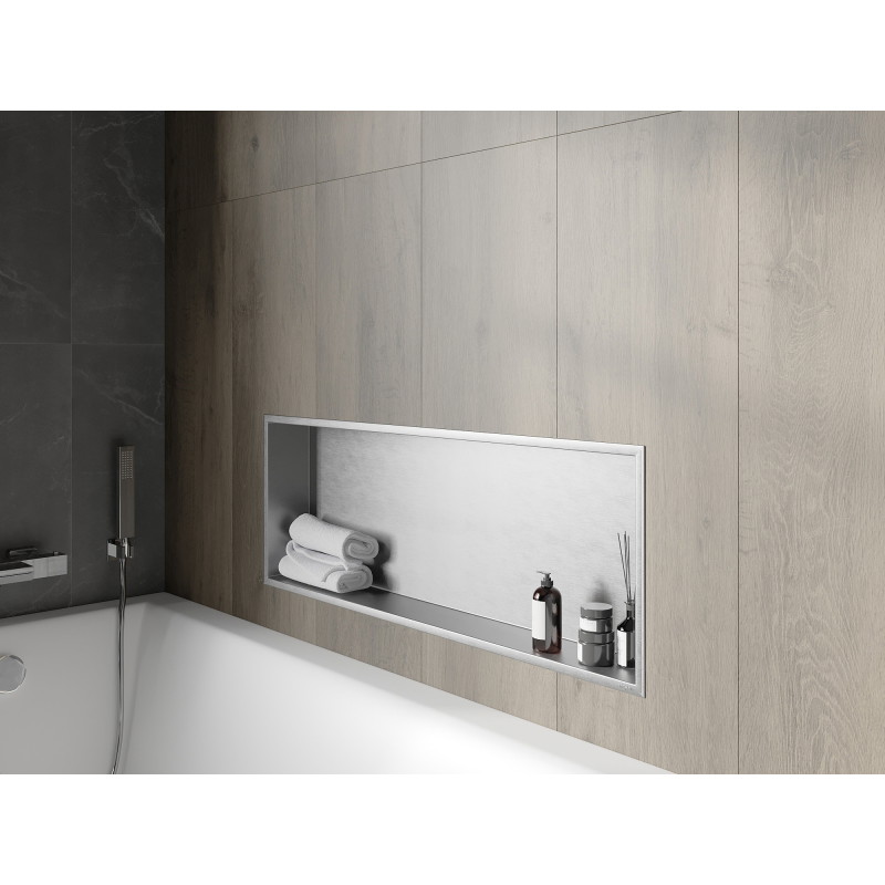 Mexen X-Wall-R étagère à encastrer avec collerette 90 x 30 cm, inox - 1910903010