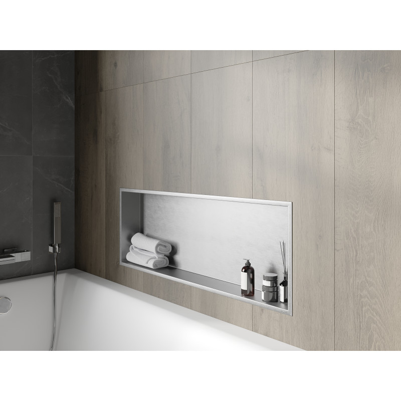 Mexen X-Wall-R étagère encastrée avec rebord 90 x 30 cm, inox - 1910903010