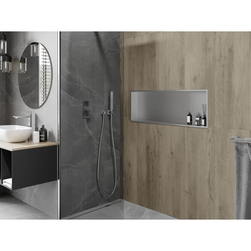 Mexen X-Wall-R étagère encastrée avec rebord 90 x 30 cm, inox - 1910903010