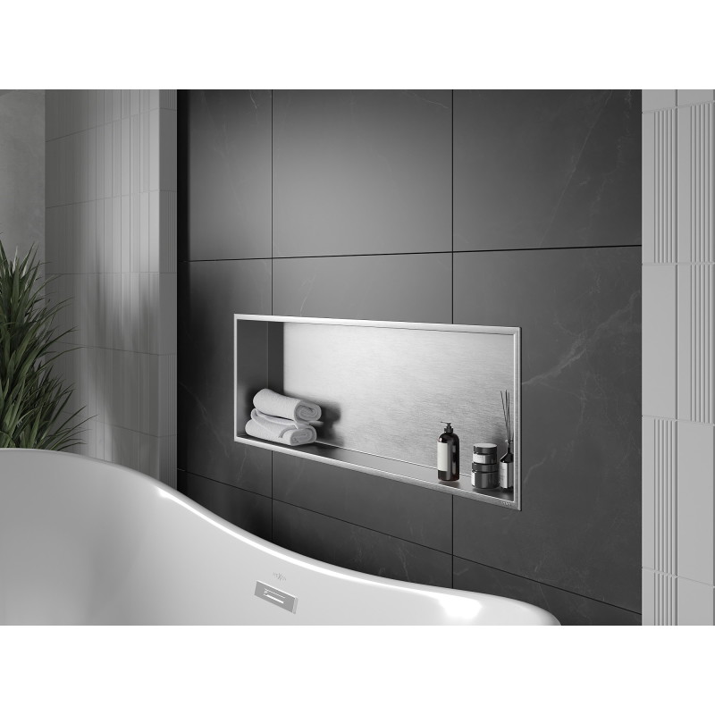 Mexen X-Wall-R étagère à encastrer avec collerette 90 x 30 cm, inox - 1910903010