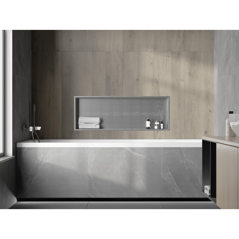 Mexen X-Wall-R étagère à encastrer avec collerette 90 x 30 cm, inox - 1910903010