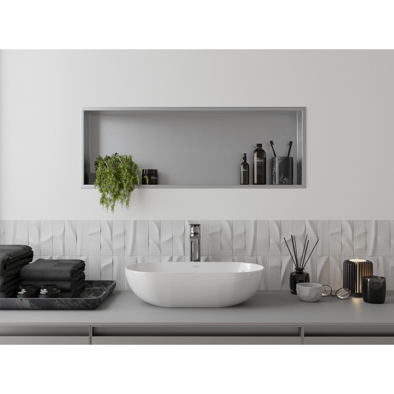 Mexen X-Wall-R étagère encastrée avec rebord 90 x 30 cm, inox - 1910903010
