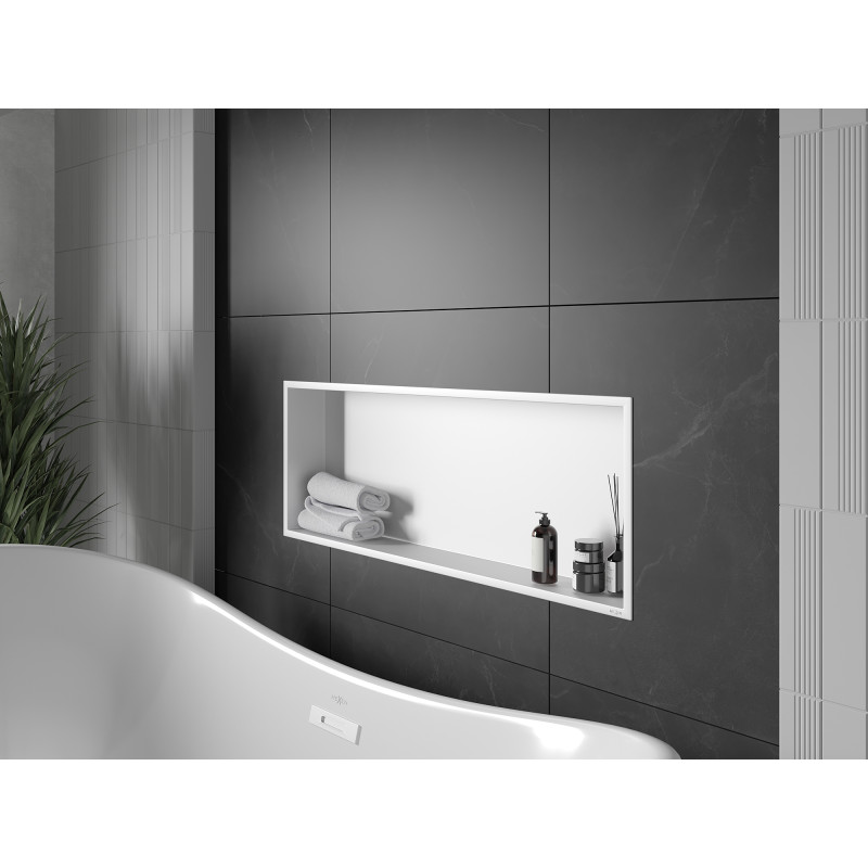 Mexen X-Wall-R étagère encastrée avec collerette 90 x 30 cm, blanche - 1920903010
