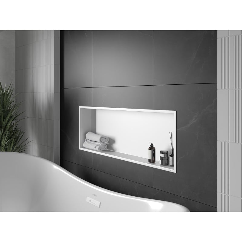 Mexen X-Wall-R étagère encastrée avec rebord 90 x 30 cm, blanche - 1920903010