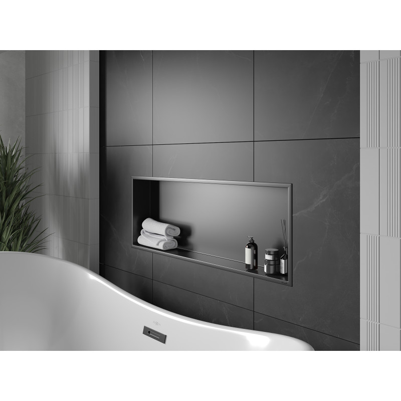 Mexen X-Wall-R étagère encastrée avec collerette 90 x 30 cm, noire - 1970903010