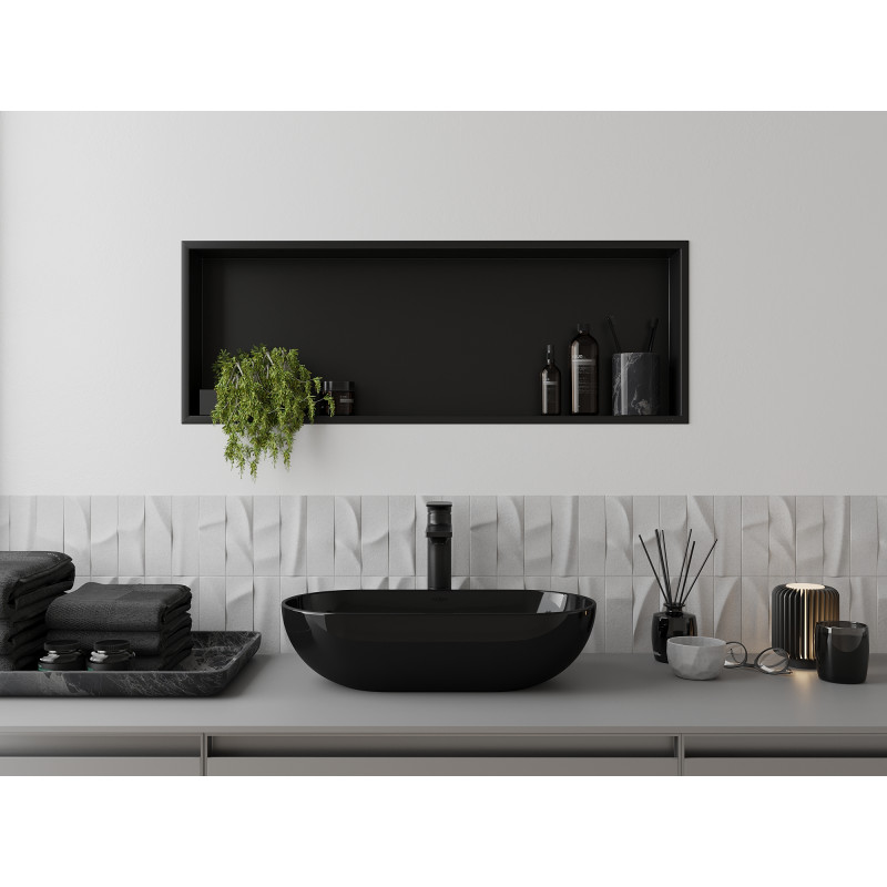 Mexen X-Wall-R étagère encastrée avec collerette 90 x 30 cm, noire - 1970903010