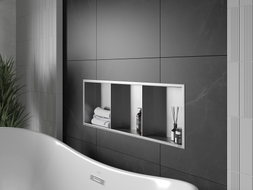 Mexen X-Wall-R étagère encastrée avec rebord et tablette 90 x 30 cm, inox - 1910903010S