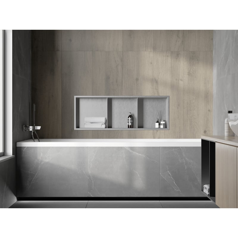 Mexen X-Wall-R étagère encastrée avec collerette et étagère 90 x 30 cm, inox - 1910903010S