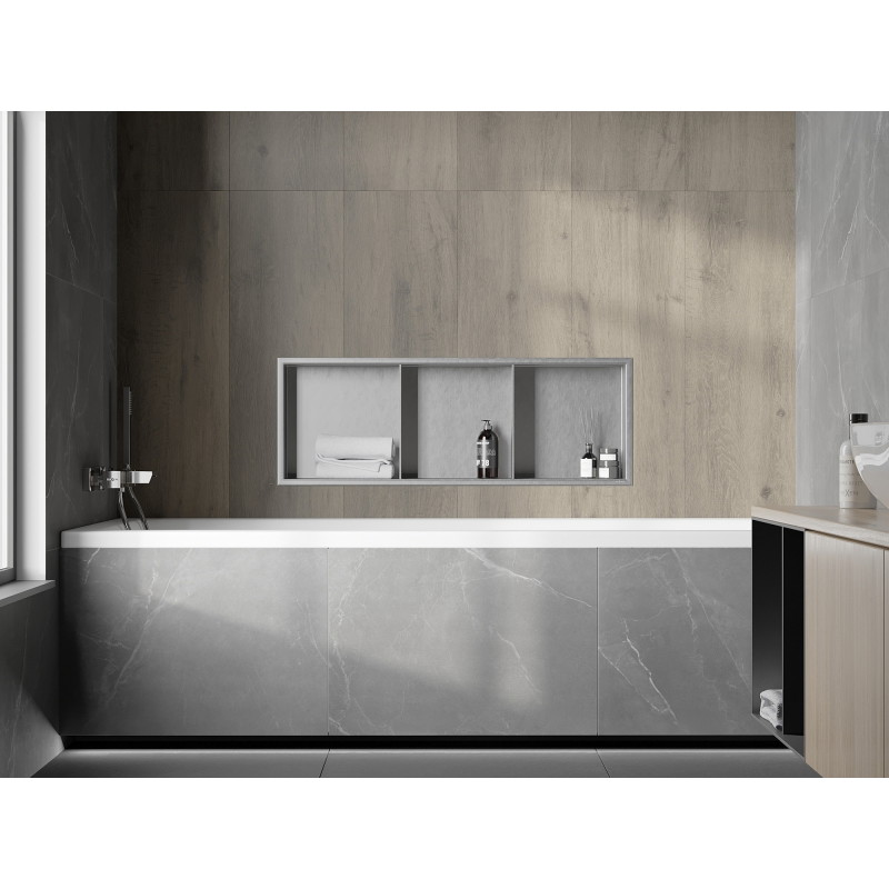 Mexen X-Wall-R étagère encastrée avec rebord et tablette 90 x 30 cm, inox - 1910903010S