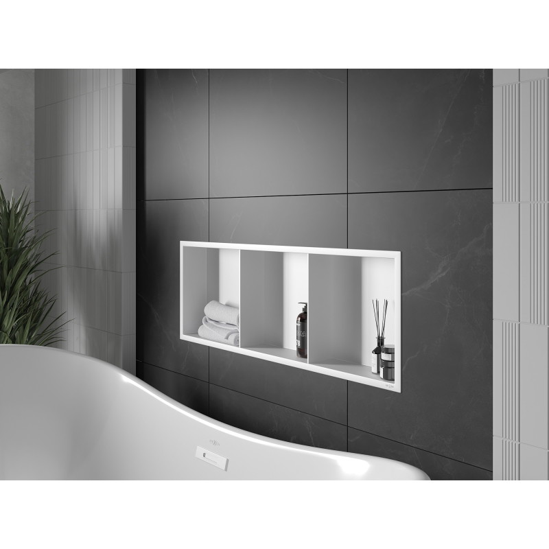 Mexen X-Wall-R étagère encastrée avec col et étagère 90 x 30 cm, blanche - 1920903010S