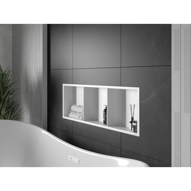 Mexen X-Wall-R étagère encastrée avec rebord et étagère 90 x 30 cm, blanche - 1920903010S