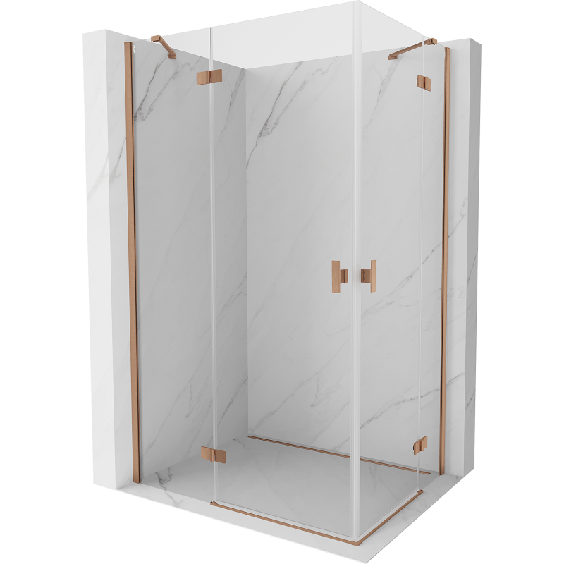 Mexen Mist H Duo cabine de douche à charnière 70 x 120 cm, transparent, cuivre brossé - 8A5-070L-120P-65-00