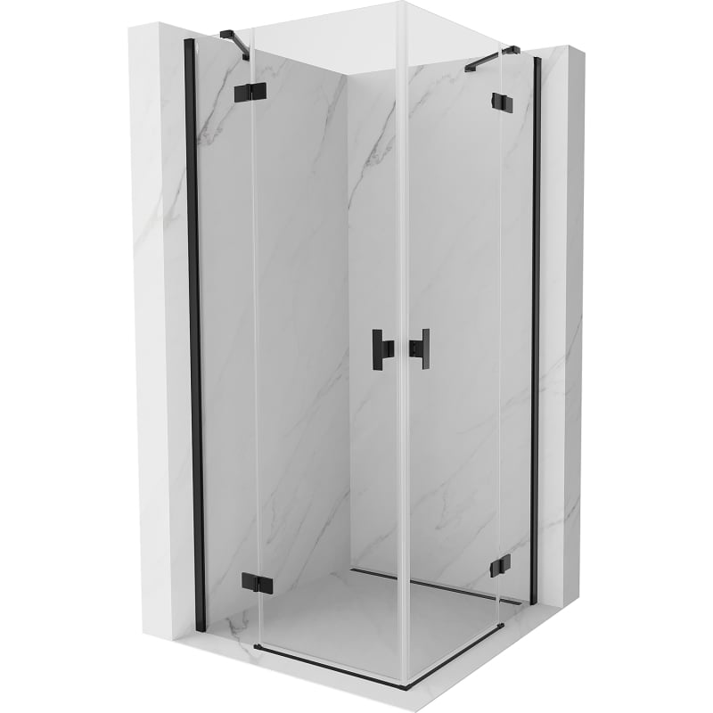 Mexen Mist-H Duo cabine de douche battante 80 x 80 cm, transparent, noir - 8A5-080L-080P-70-00
