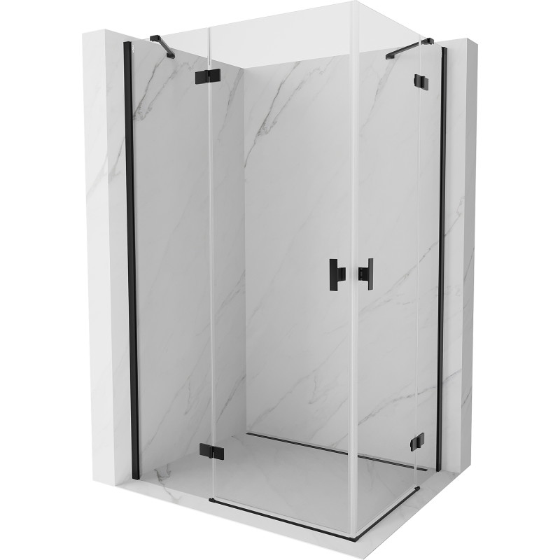 Mexen Mist-H Duo cabine de douche pivotante gauche 90 x 85 cm, transparente, noire - 8A5-090L-085P-70-00