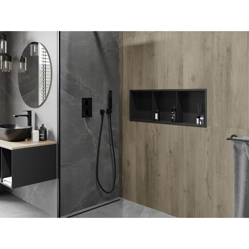 Mexen X-Wall-R étagère encastrée avec collerette et étagère 90 x 30 cm, noire - 1970903010S