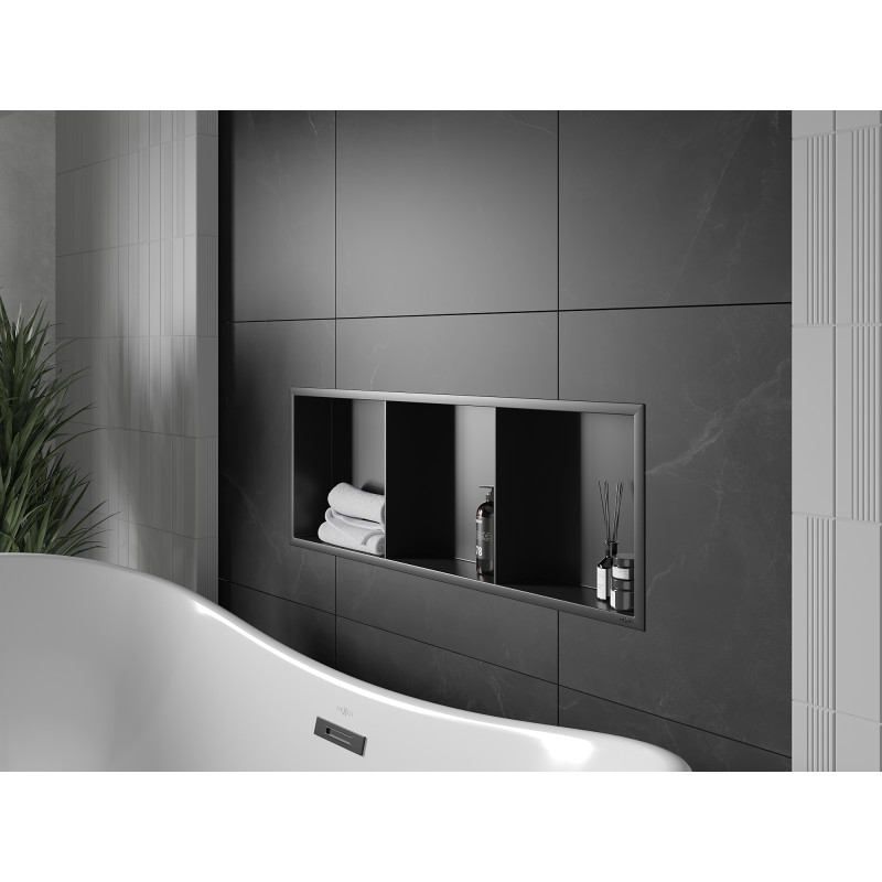 Mexen X-Wall-R étagère encastrée avec collerette et étagère 90 x 30 cm, noire - 1970903010S
