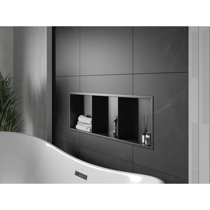 Mexen X-Wall-R étagère encastrée avec rebord et étagère 90 x 30 cm, noire - 1970903010S