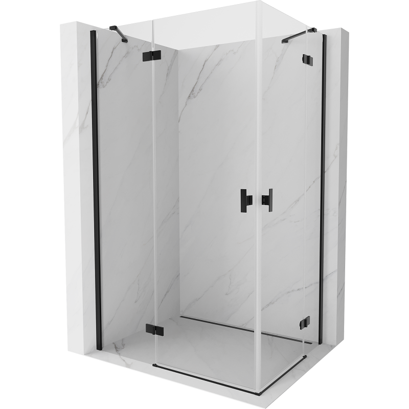 Mexen Mist-H Duo cabine de douche pivotante gauche 95 x 90 cm, transparent, noir - 8A5-095L-090P-70-00