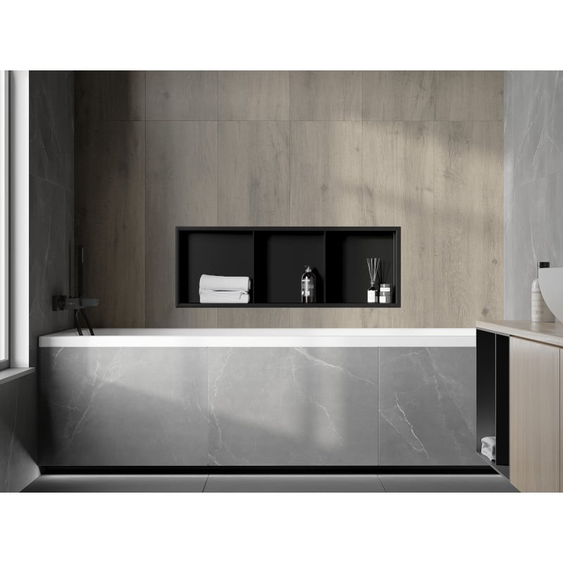 Mexen X-Wall-R étagère encastrée avec rebord et étagère 90 x 30 cm, noire - 1970903010S