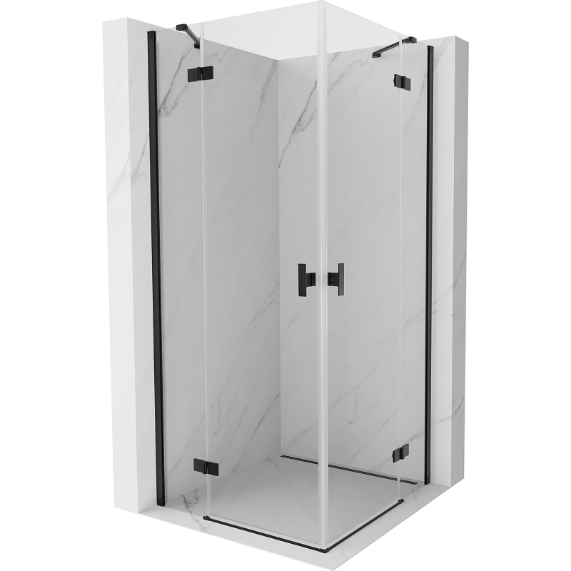 Mexen Mist-H Duo cabine de douche pivotante 100 x 100 cm, transparente, noire - 8A5-100L-100P-70-00