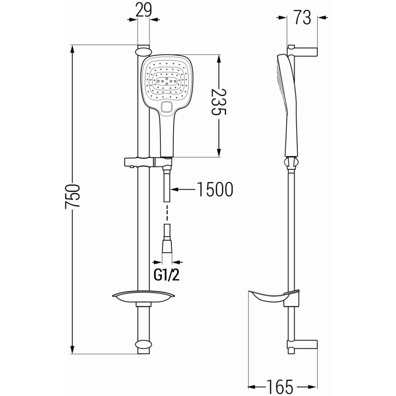 Mexen DB17 ensemble de douche coulissant, chromé - 785174584-00