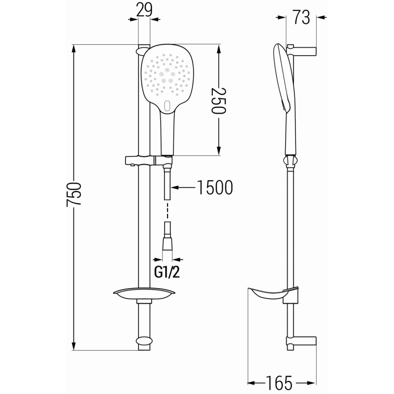 Mexen DB22 ensemble de douche coulissant, chromé - 785224584-00