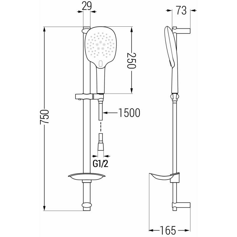 Mexen DB22 ensemble de douche coulissant, noir - 785224584-70