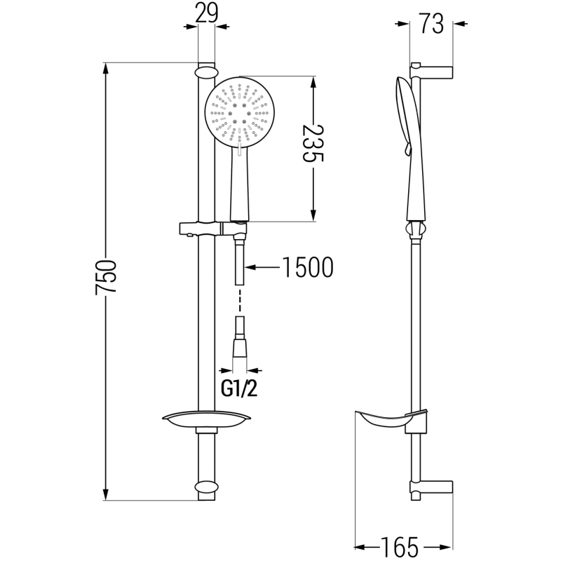 Mexen DB67 ensemble de douche coulissant, chromé - 785674584-00