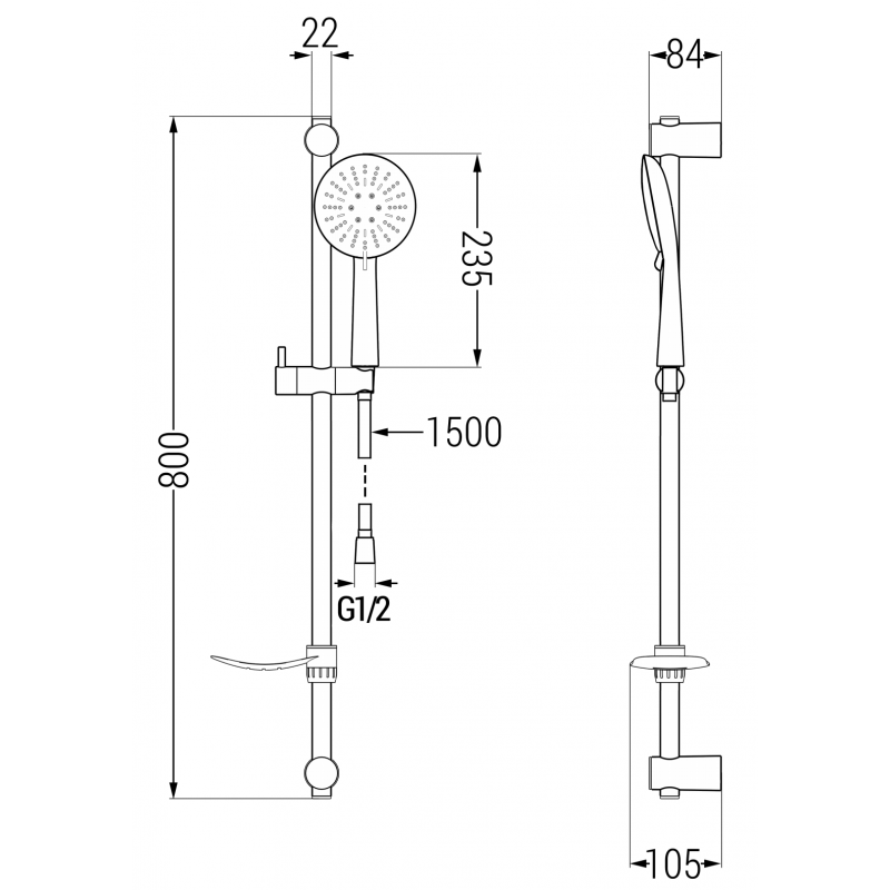 Mexen DF67 ensemble de douche coulissant, chromé - 785674582-00
