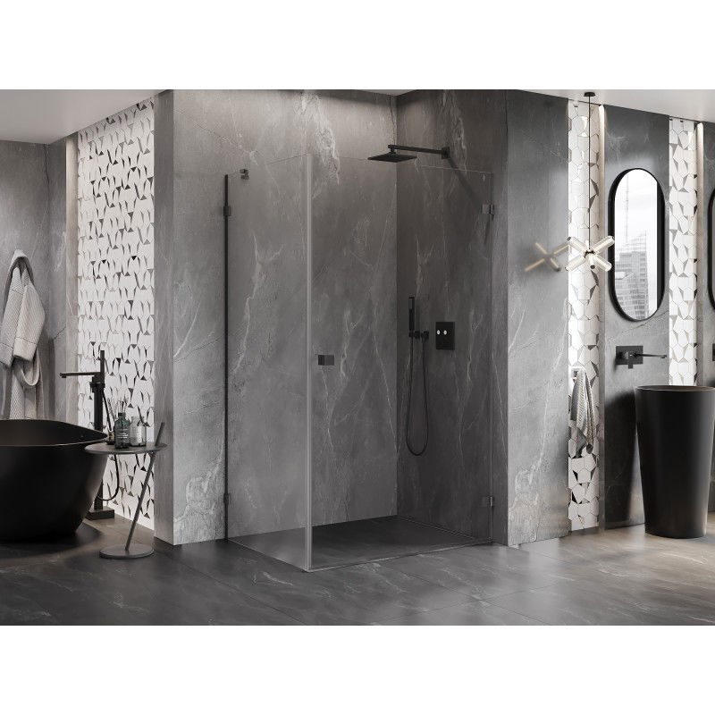 Mexen Lunar-B cabine de douche battante droite 100 x 70 cm, transparent, gris métallisé brossé - 832-100-070-66-00-P