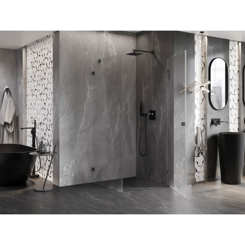 Mexen Lunar-B cabine de douche pivotante droite 80 x 80 cm, transparent, gris canon brossé - 832-080-080-66-00-P