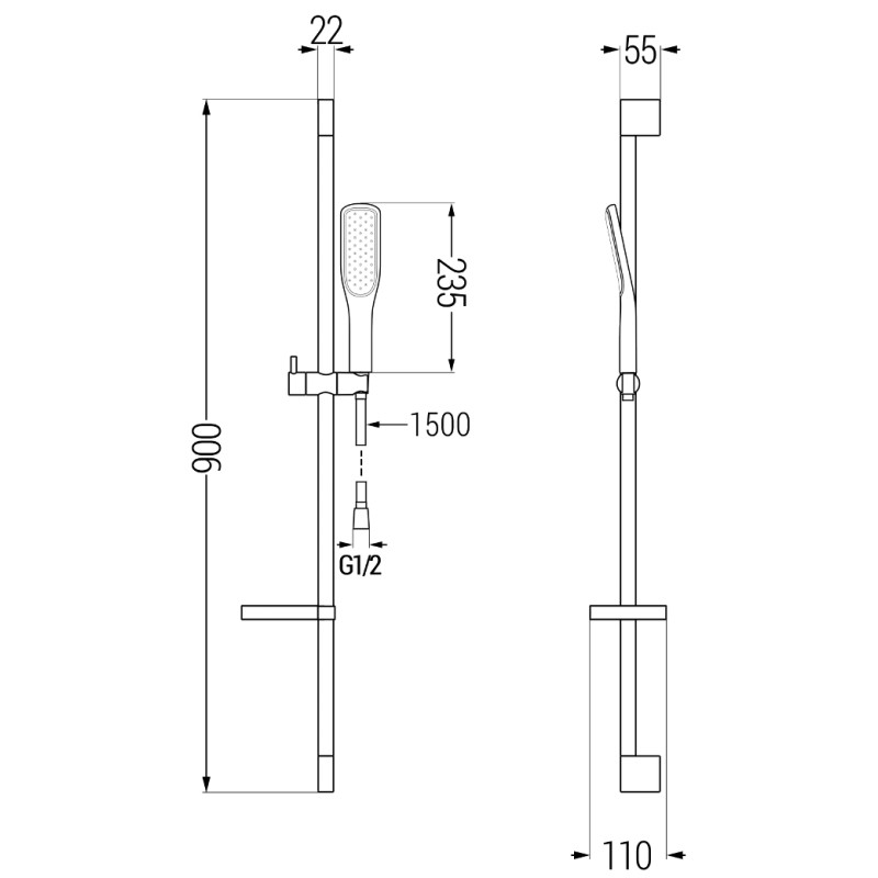 Mexen DS49 ensemble de douche coulissant, noir/or - 785494583-57