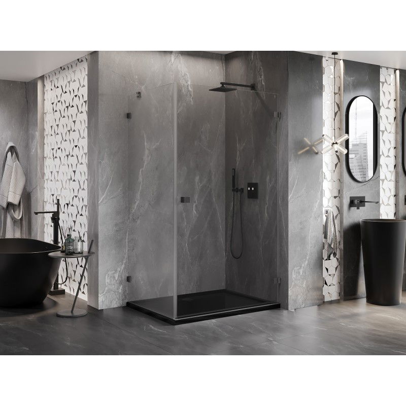 Mexen Lunar-B cabine de douche battante droite 100 x 80 cm, transparent, gris arme brossé - 832-100-080-66-00-P