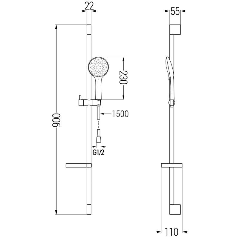 Mexen DS74 ensemble de douche coulissant, chromé - 785744583-00