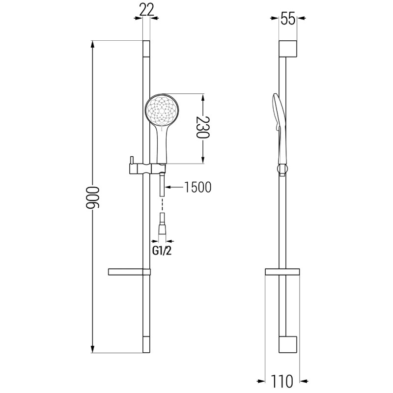 Mexen DS74 set de douche coulissant, chromé - 785744583-00