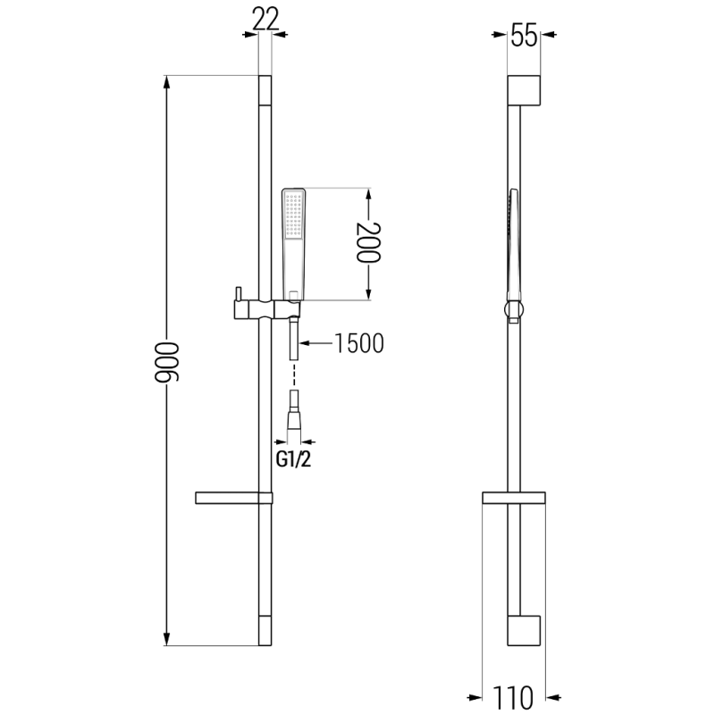 Mexen DS72 ensemble de douche coulissant, noir - 785724583-70