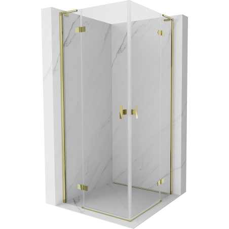 Mexen Mist-H L Duo cabine de douche pivotante 70 x 70 cm, transparent, dorée - 8A5L-070L-070P-50-00
