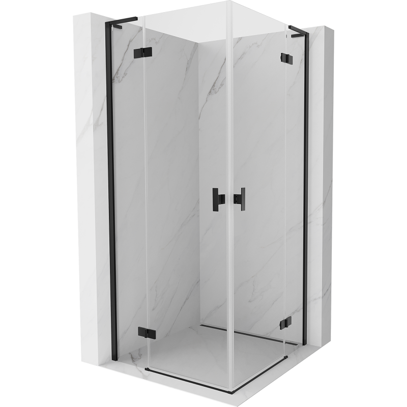 Mexen Mist-H L Duo cabine de douche à charnière 70 x 70 cm, transparent, noir - 8A5L-070L-070P-70-00