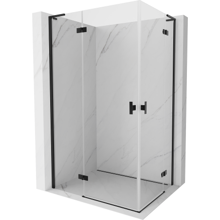 Mexen Mist-H L Duo cabine de douche pivotante 100 x 70 cm, transparent, noir - 8A5L-100L-070P-70-00