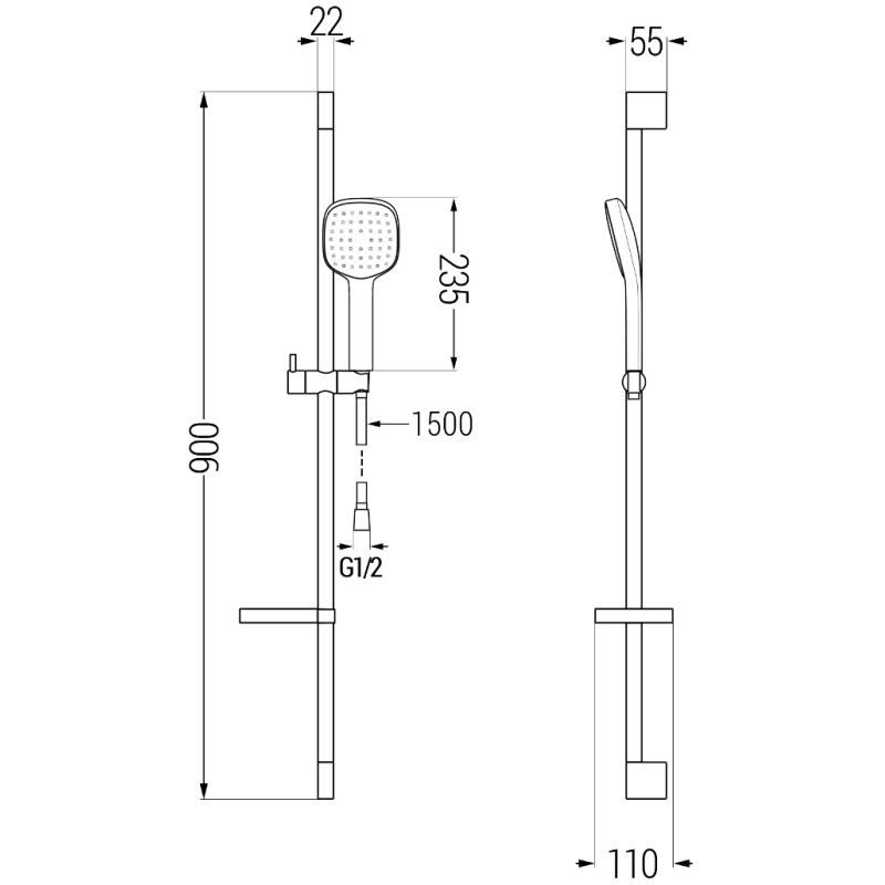 Mexen DS33 ensemble de douche coulissant, noir - 785334583-70