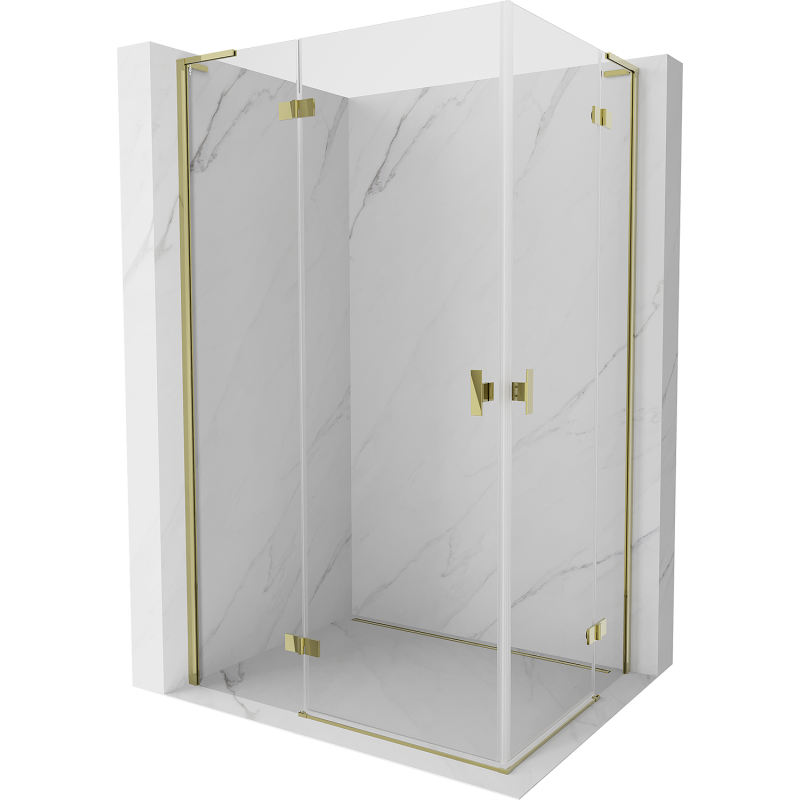 Mexen Mist-H L Duo cabine de douche pivotante gauche 90 x 70 cm, transparent, doré - 8A5L-090L-070P-50-00