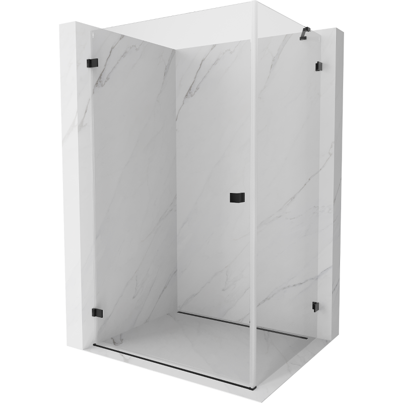 Mexen Lunar-B cabine de douche pivotante gauche 100 x 70 cm, transparent, noir - 832-100-070-70-00-L