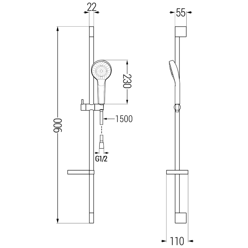 Mexen DS05 ensemble de douche coulissant, chrome - 785054583-00