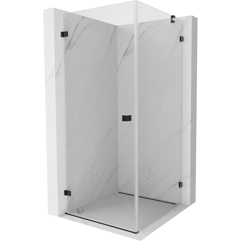 Mexen Lunar-B cabine de douche pivotante gauche 100 x 100 cm, transparent, noir - 832-100-100-70-00-L