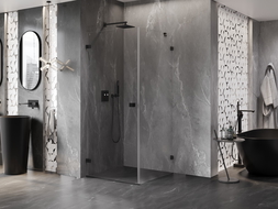 Mexen Lunar-B cabine de douche pivotante gauche 100 x 100 cm, transparent, noir - 832-100-100-70-00-L